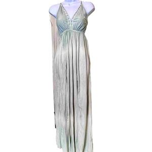 AAKAA deep Vneck Strappy open back maxi with Thigh High Slits in Front Rayon Sm